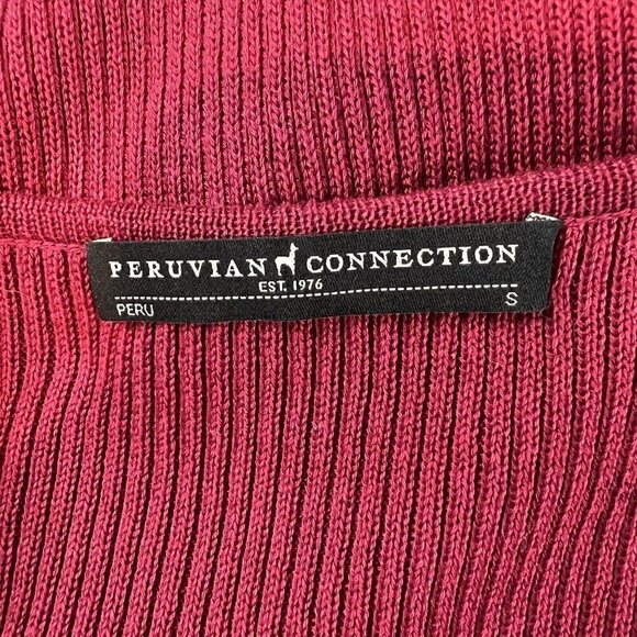 Peruvian Connection Ribbed Knit Top 3/4 Length Sleeves Cut Out Detail Size Small - Picture 8 of 10